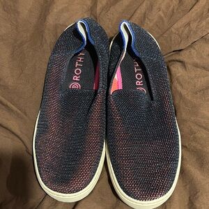 Rothy's Black and Blue Slip-On Sneakers with Knit Upper